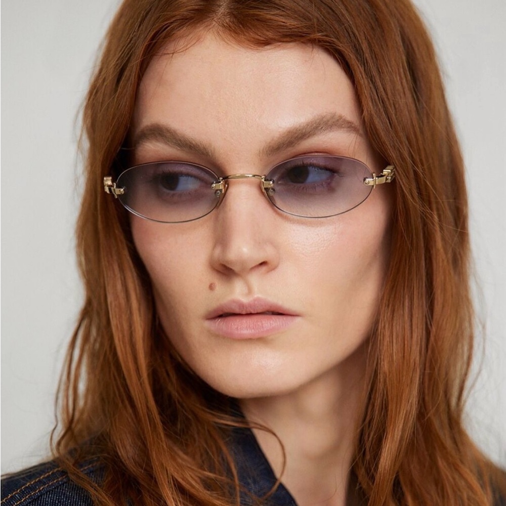 NEW MIU MIU SUNGLASSES MUA54S ZVN80O OVAL GOLD WOMEN MU A54S SMU A54